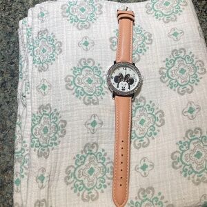 Disney Minnie Mouse watch with bling 9 inch pink adjustable band NOT WORKING